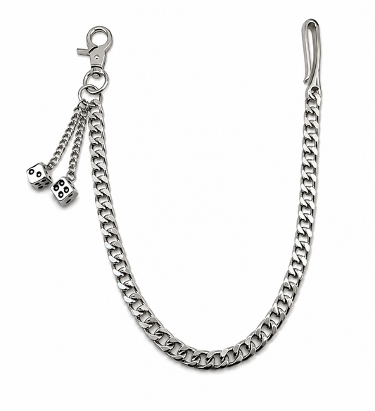 SILVER CUBAN DICE CHAIN BELT