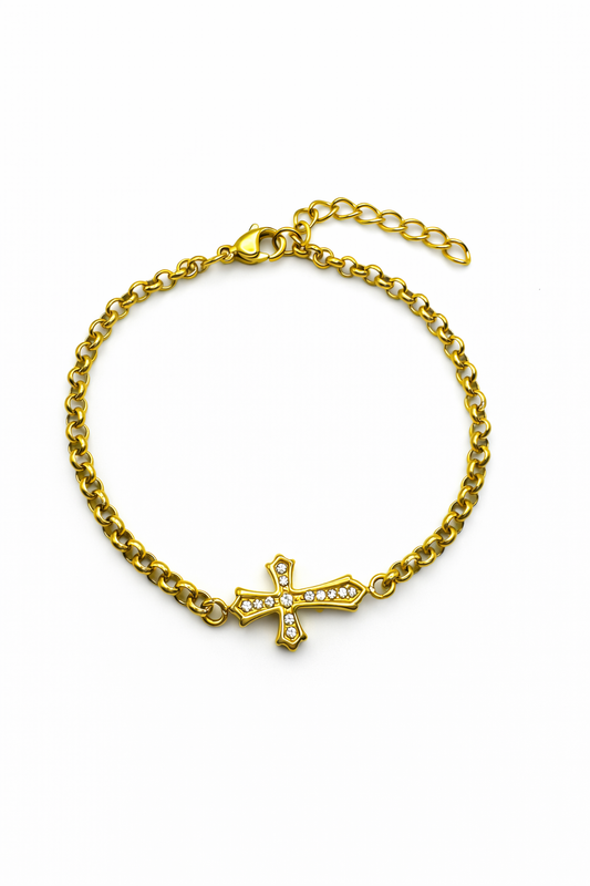 GOLD DIAMOND CROSS BRACELET