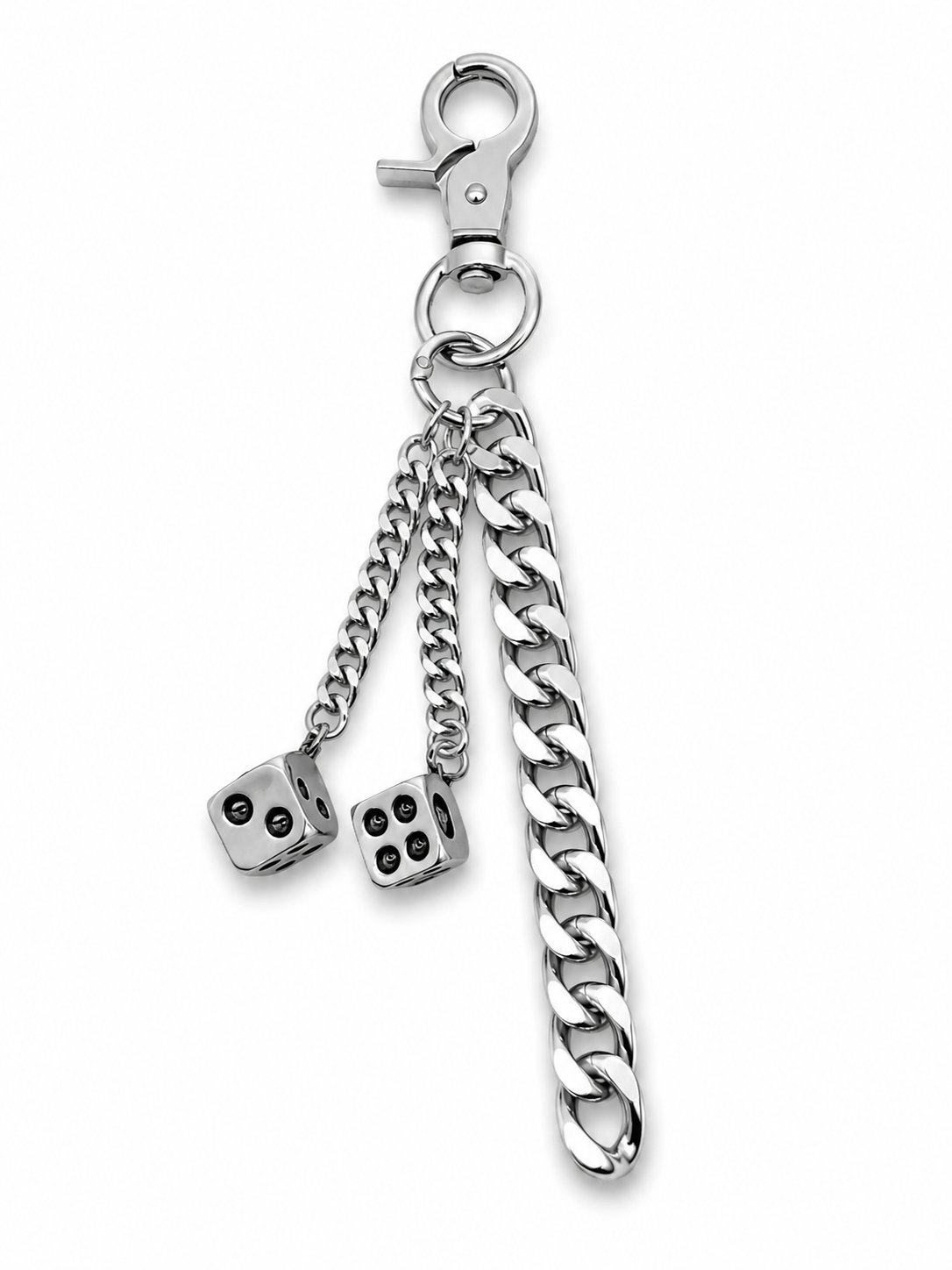 SILVER CUBAN DICE CHAIN BELT