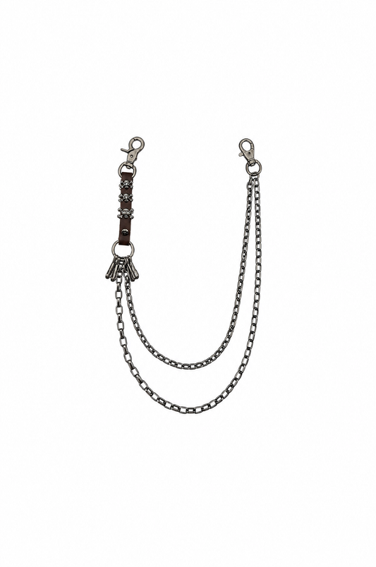 LEATHER SKULL CHAIN BELT