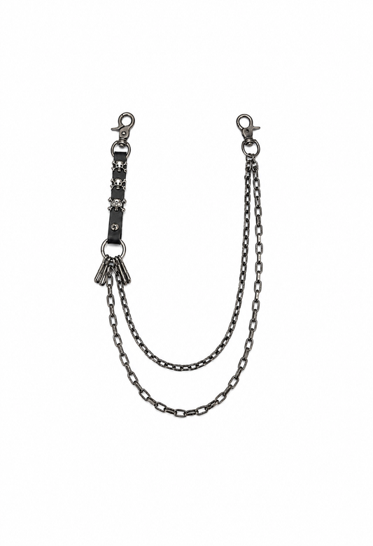 LEATHER SKULL CHAIN BELT