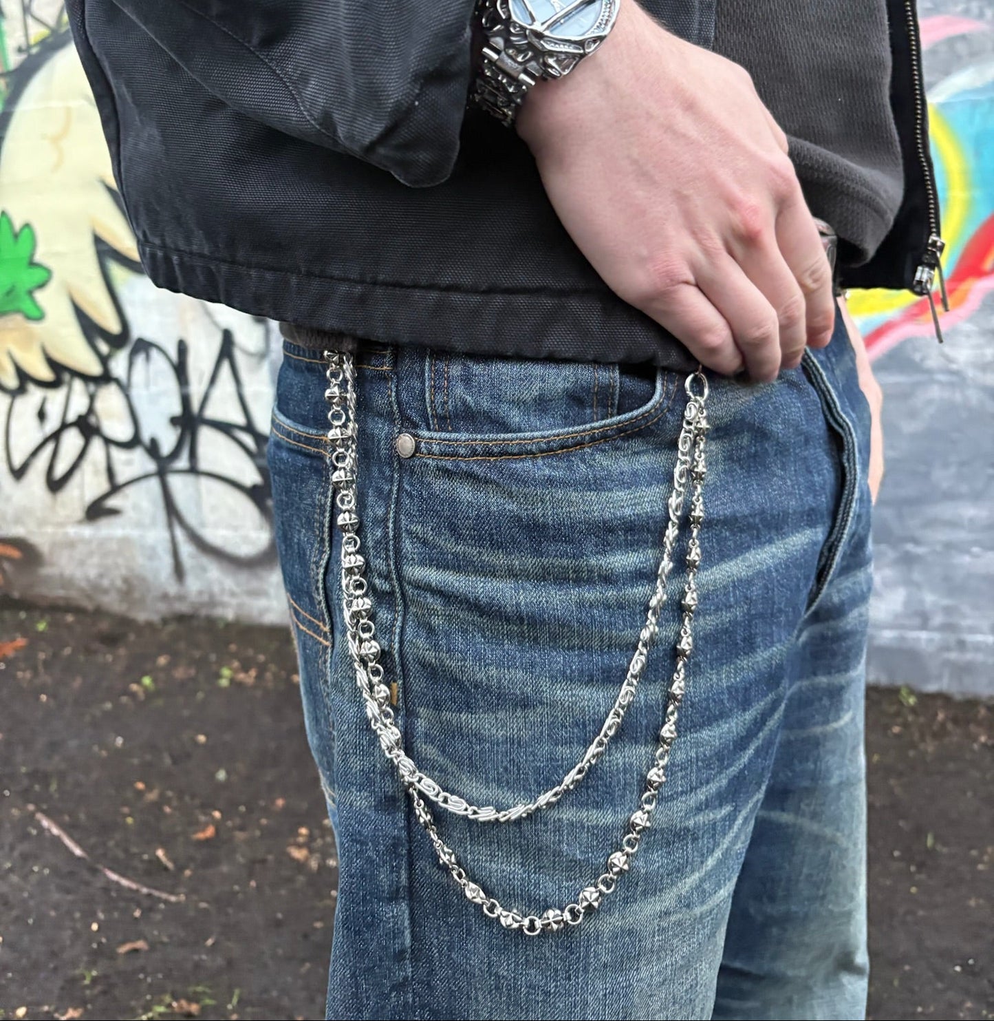 SILVER DOUBLE CHAIN BELT