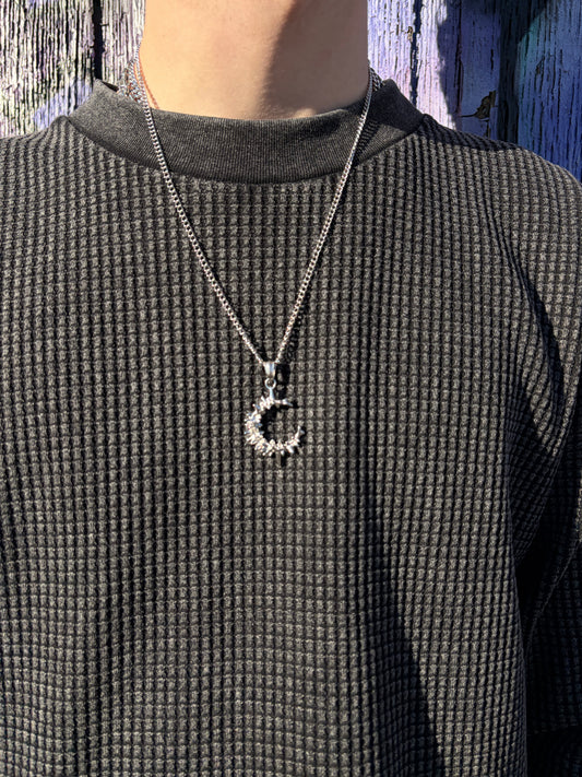SILVER DARK MOON NECKLACE