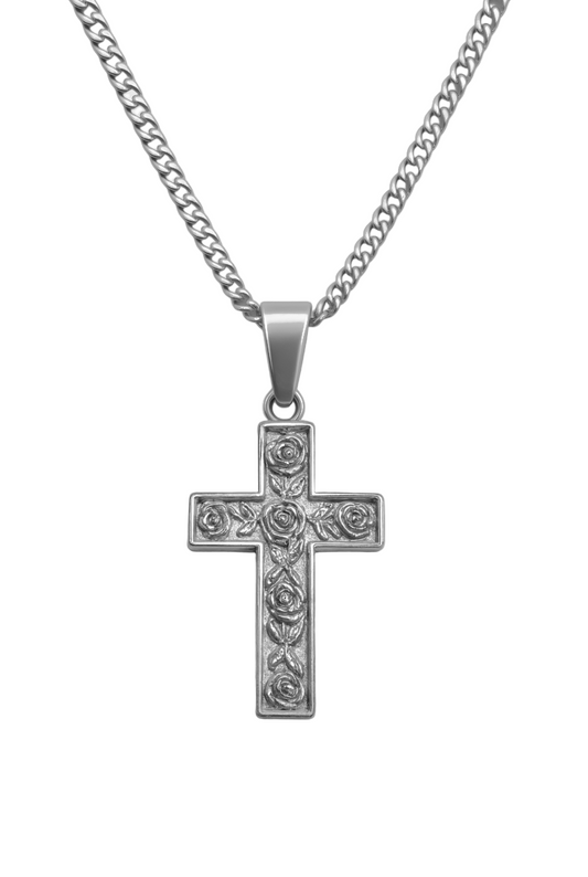 ROSE CARVED CROSS