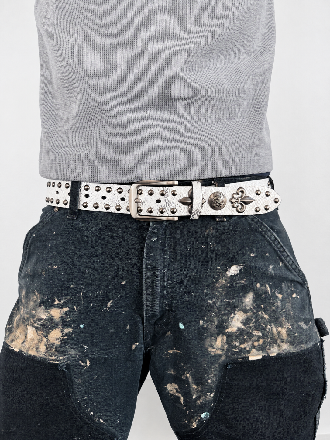 Fleur studded belt