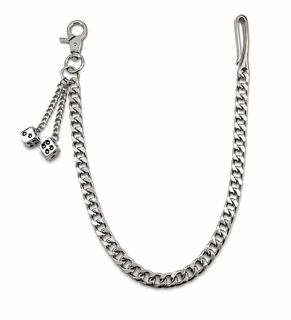 SILVER CUBAN DICE CHAIN BELT