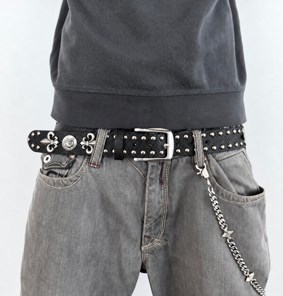 Fleur studded belt