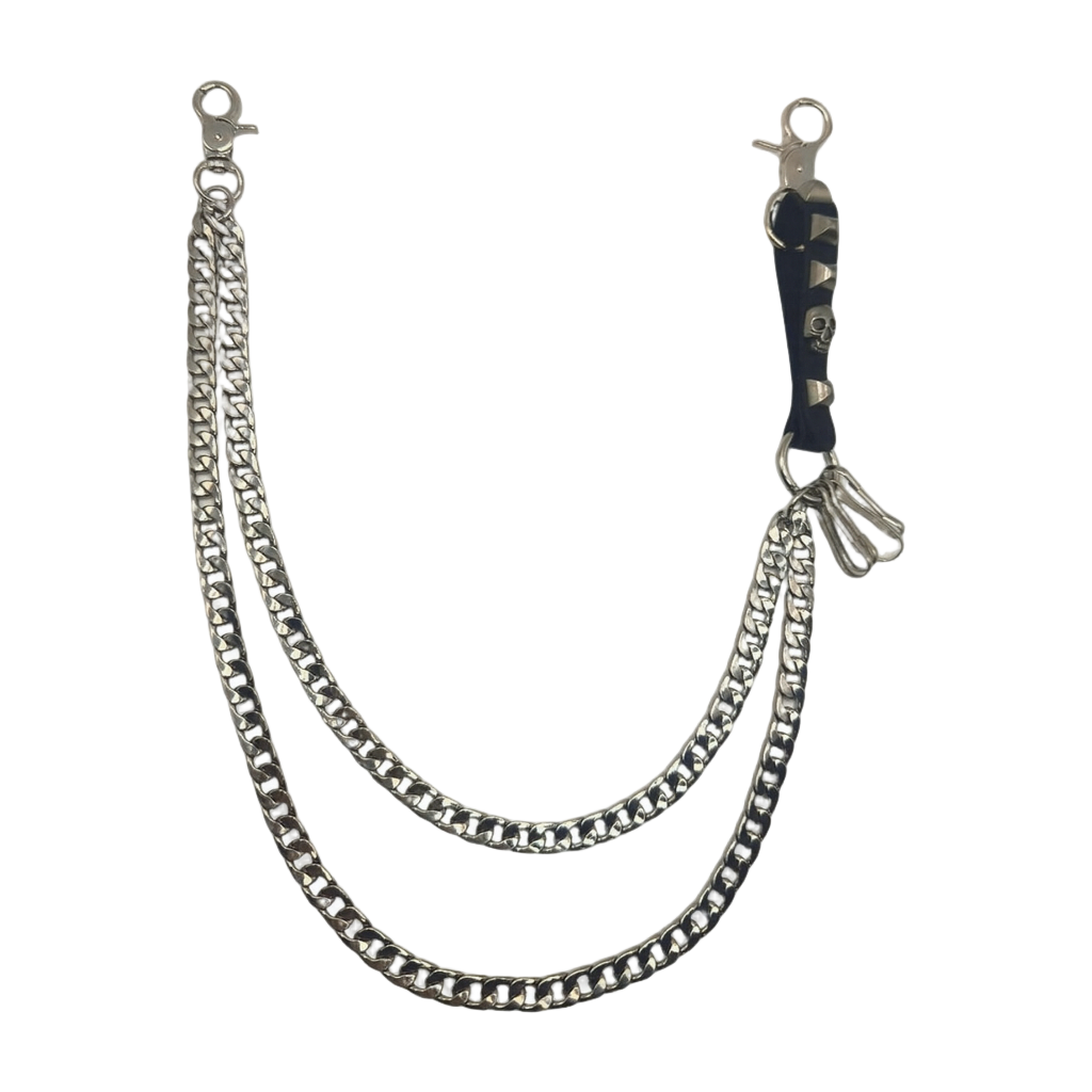 SILVER CUBAN SKULL CHAIN BELT