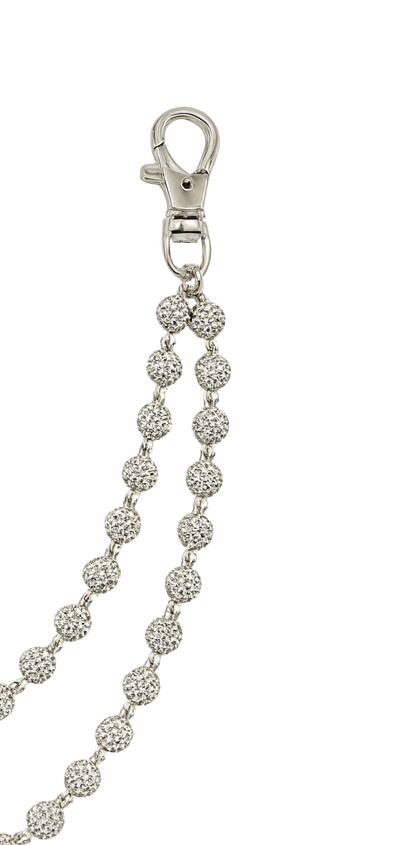 WHITED BEADED CYSTAL DOUBLE BELT CHAIN