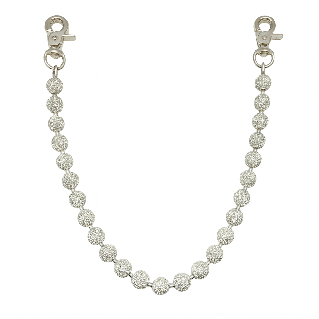 WHITE BEADED CYRTSAL BELT CHAIN