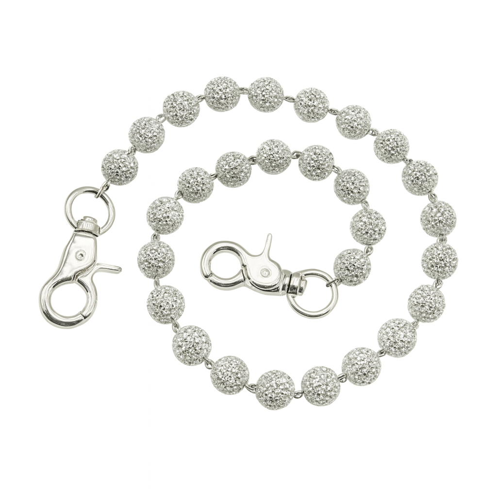 WHITE BEADED CYRTSAL BELT CHAIN