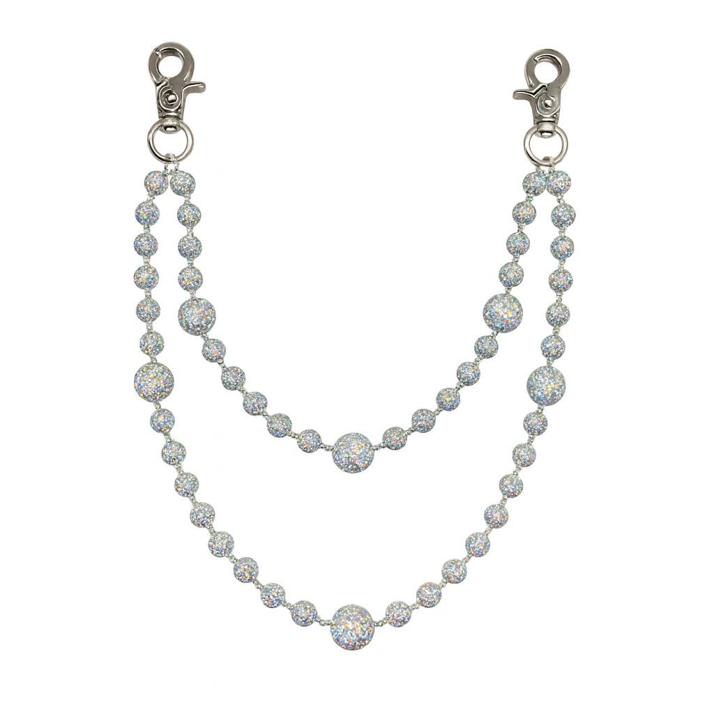 MULTI COLOR BEADED CYSTAL DOUBLE BELT CHAIN