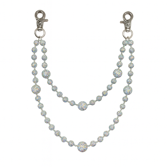 MULTI COLOR BEADED CYSTAL DOUBLE BELT CHAIN