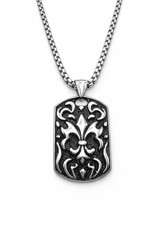 FLEUR-DE-LIS SHIELD NECKLACE