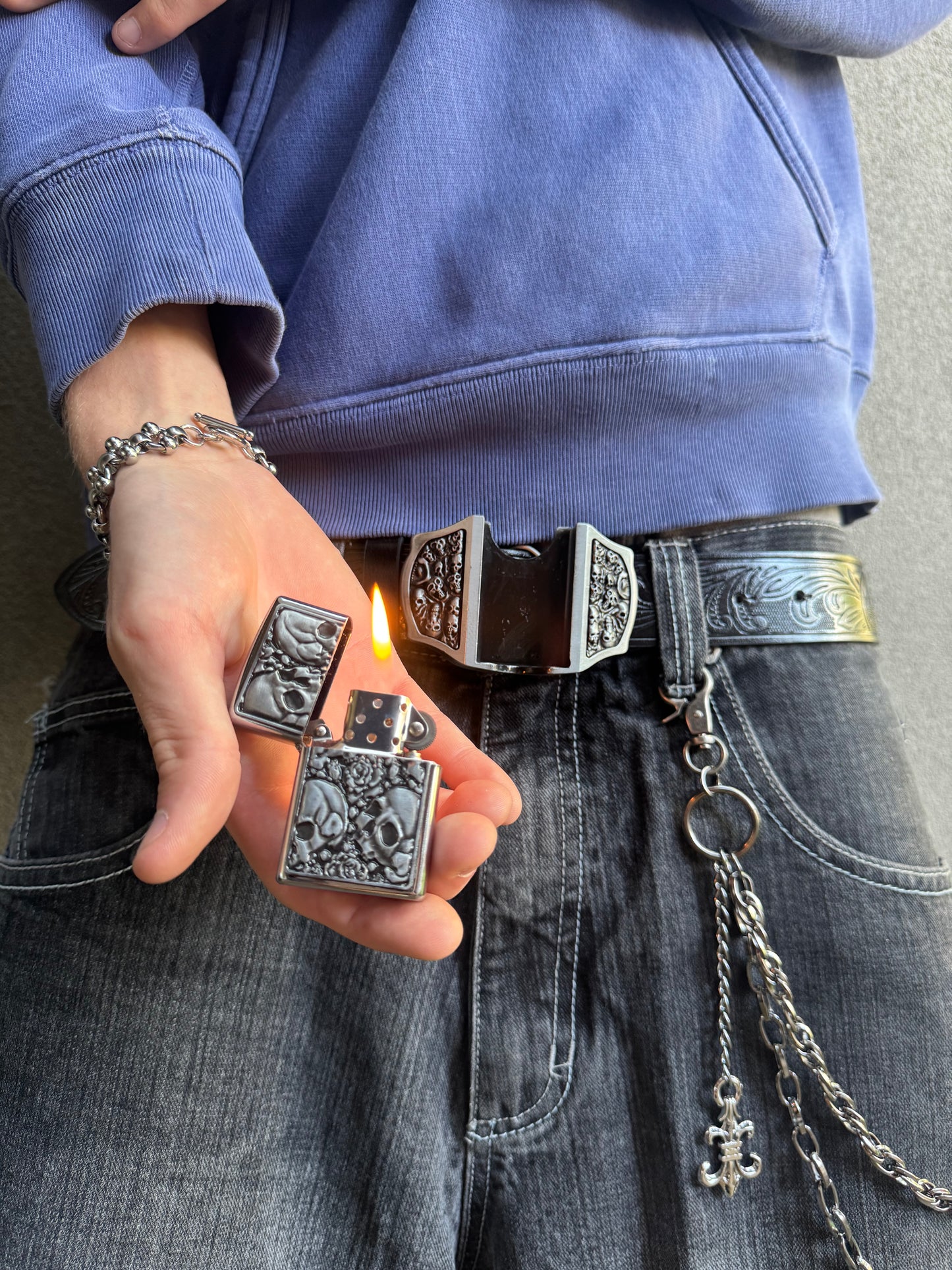 SKULL LIGHTER BELT