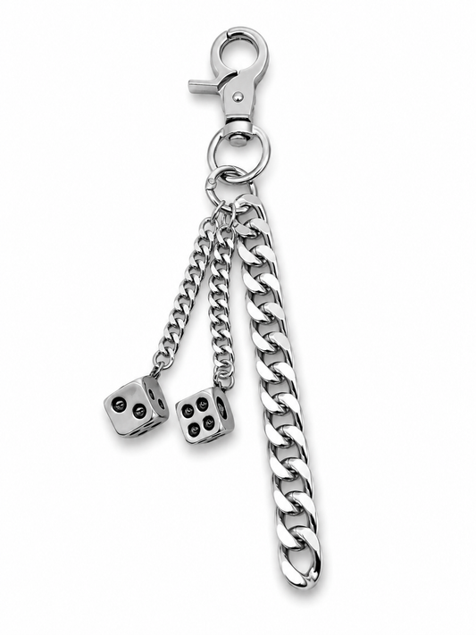 SILVER CUBAN DICE CHAIN BELT