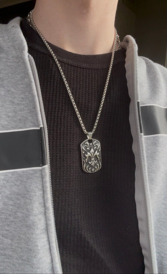 FLEUR-DE-LIS SHIELD NECKLACE