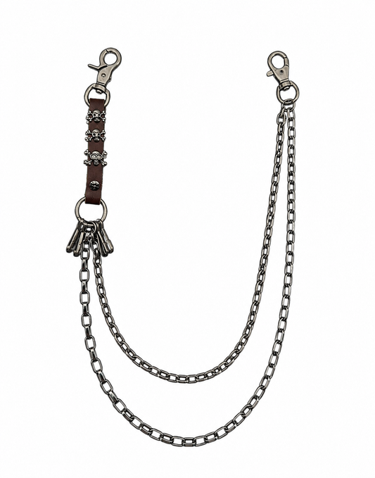 LEATHER SKULL CHAIN BELT