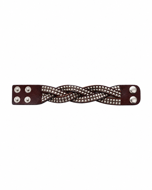 TWISTED STUDDED LEATHER BRACELET