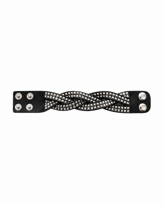 TWISTED STUDDED LEATHER BRACELET