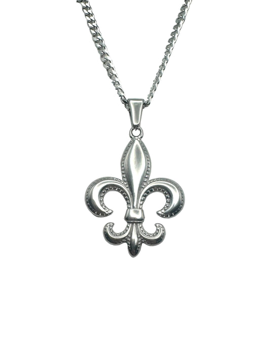 SILVER FLEUR-DE-PENDANT NECKLACE