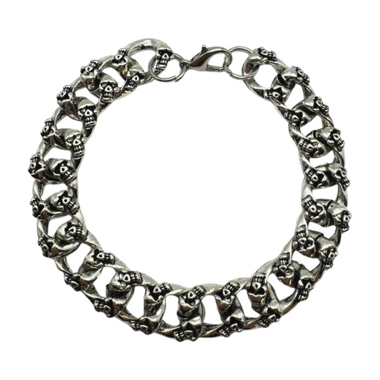 SILVER SKULL CUBAN BRACELET