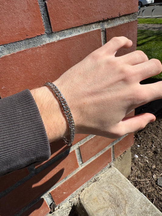 SILVER CUBAN LINK BRACELET 5MM