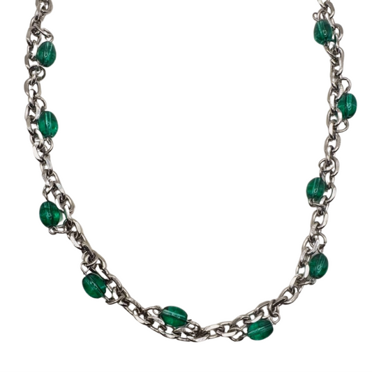 SILVER EMERALD LINK CHAIN