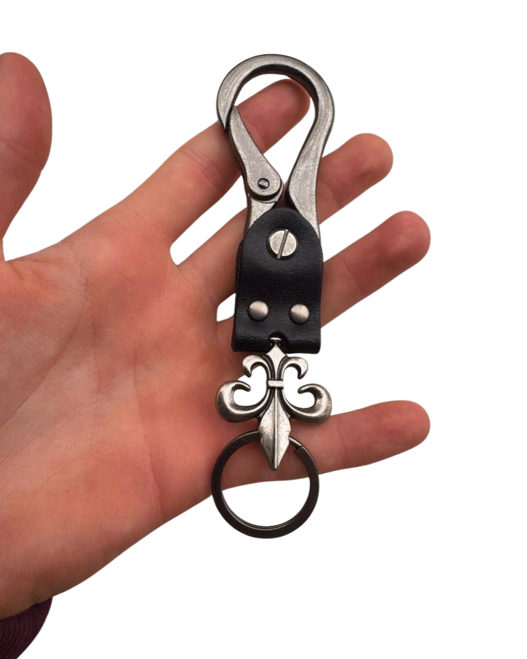 ONYX FLEUR DE LIS KEYCHAIN