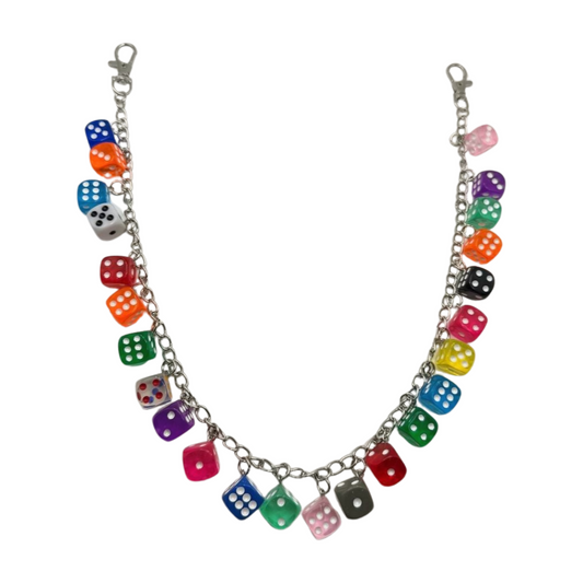 MULTI COLORED DICE CHAIN BELT