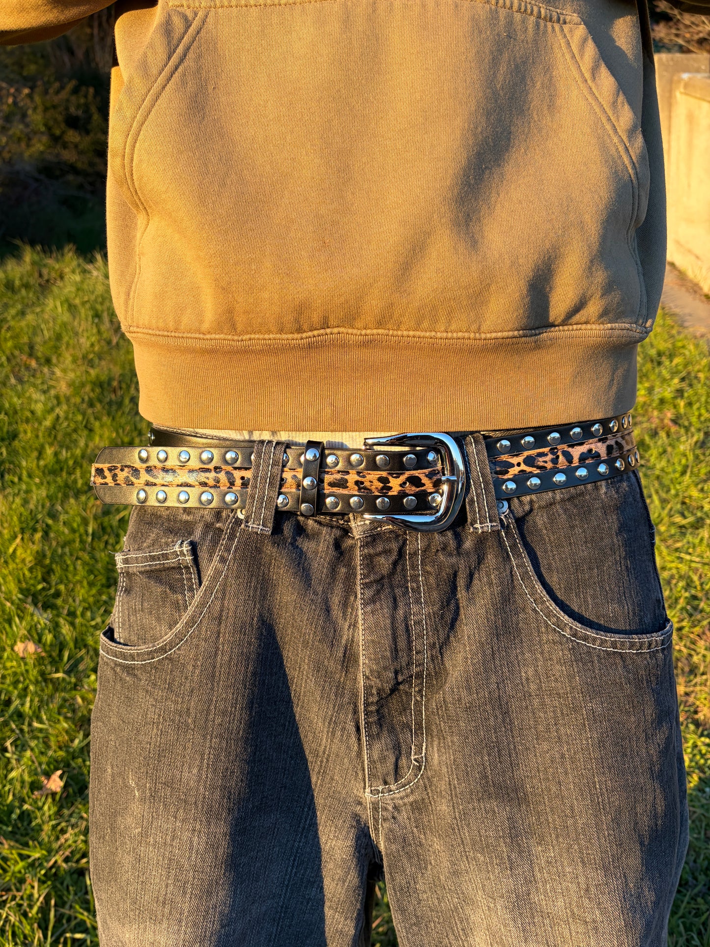 STUDDED CHEETAH BELT