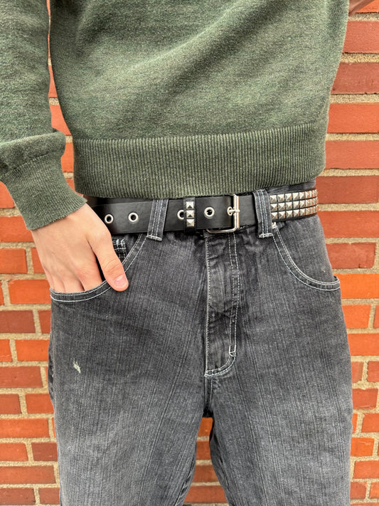 BLACK STUDDED BIKER BELT