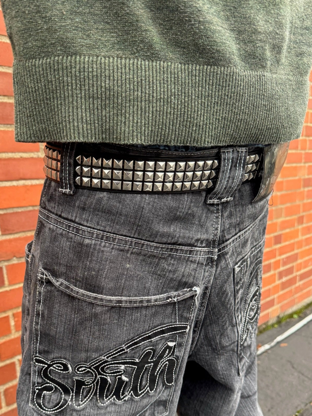 BLACK STUDDED BIKER BELT