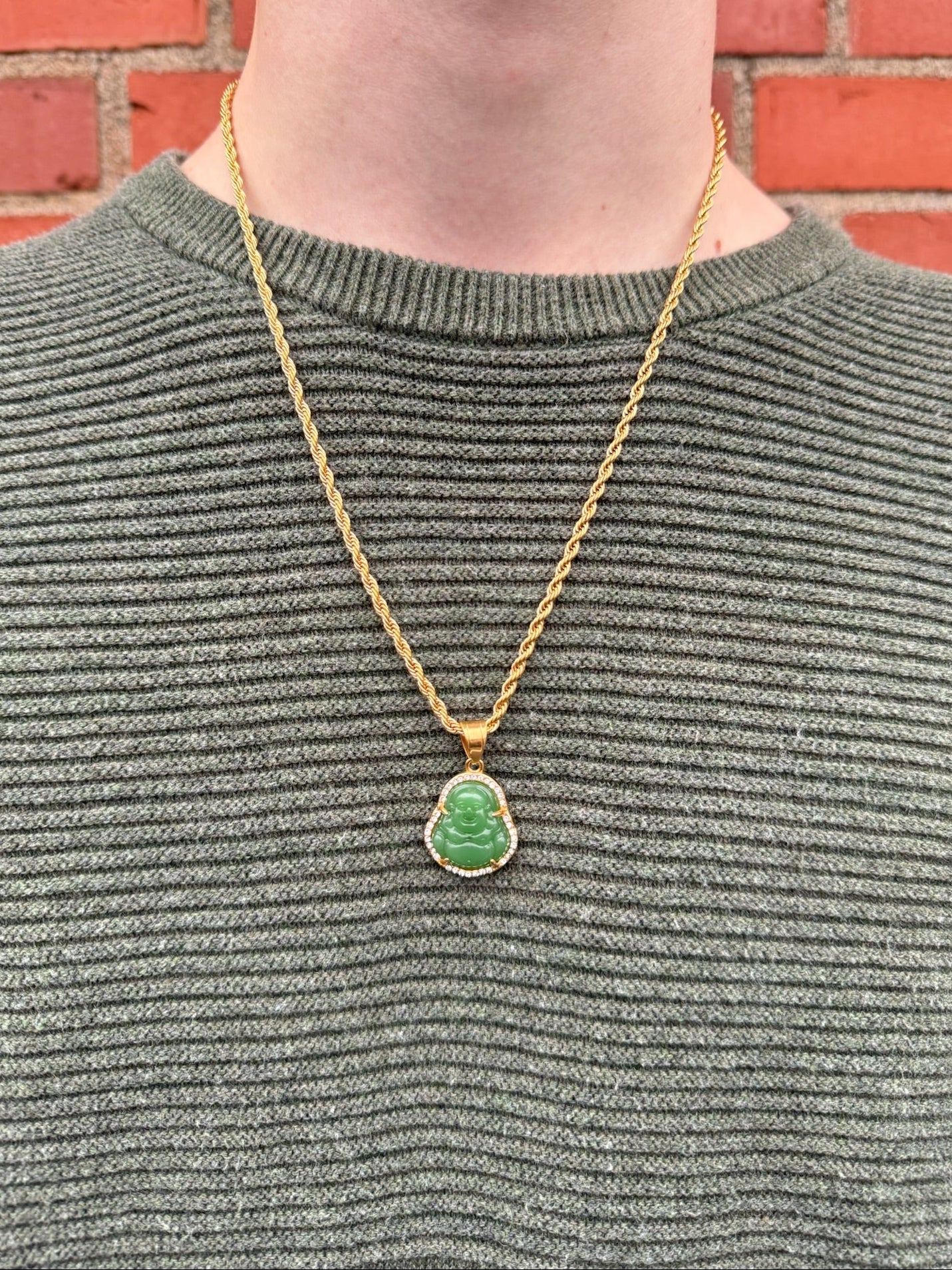 GREEN BHUDDA GEMSTONE CHAIN