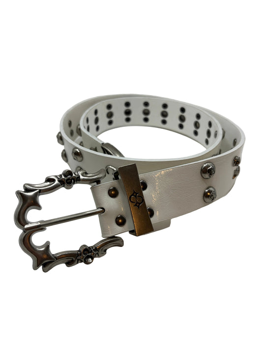 WHITE STUDDED PUNK BELT