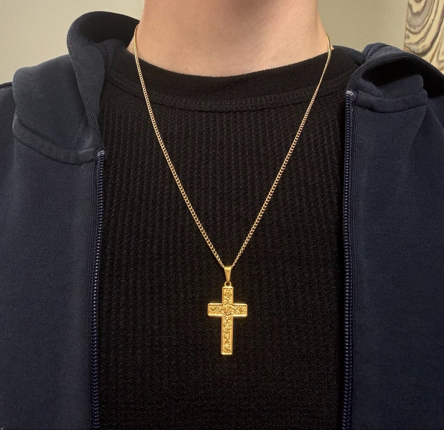 ROSE CARVED CROSS