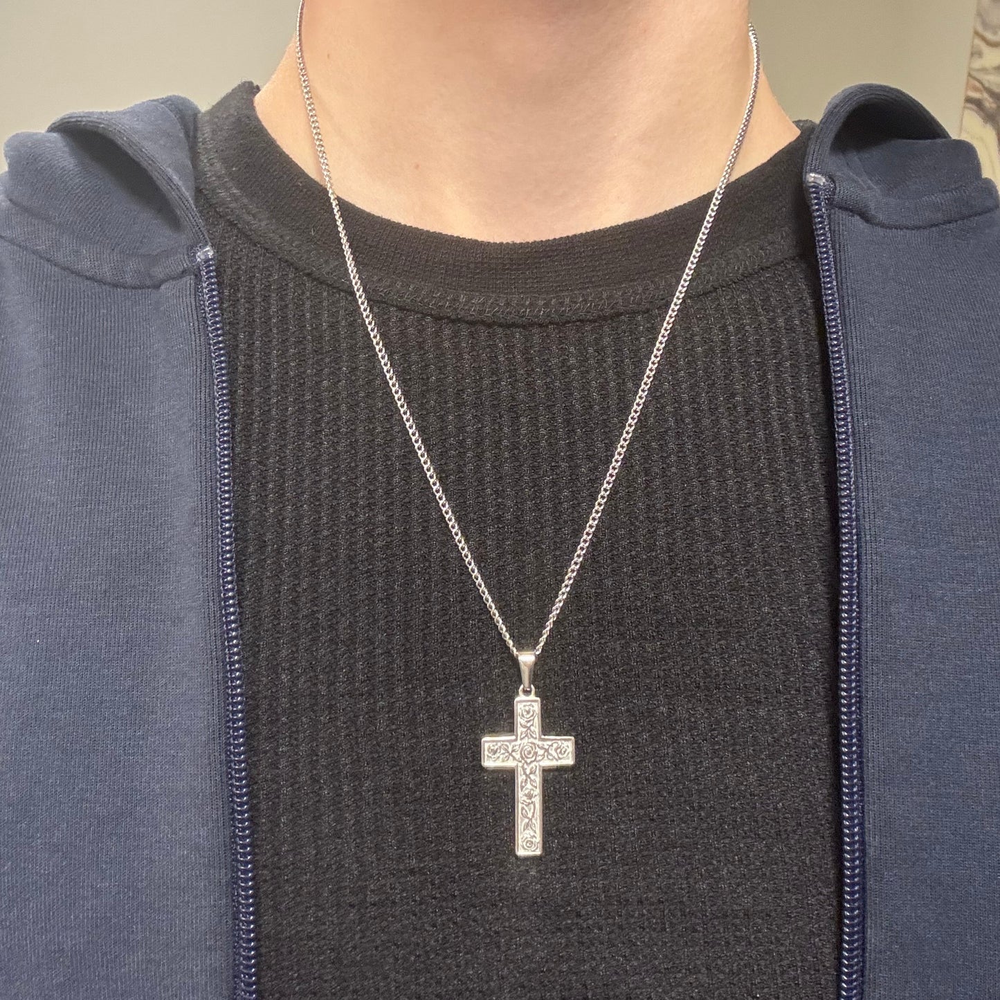 ROSE CARVED CROSS