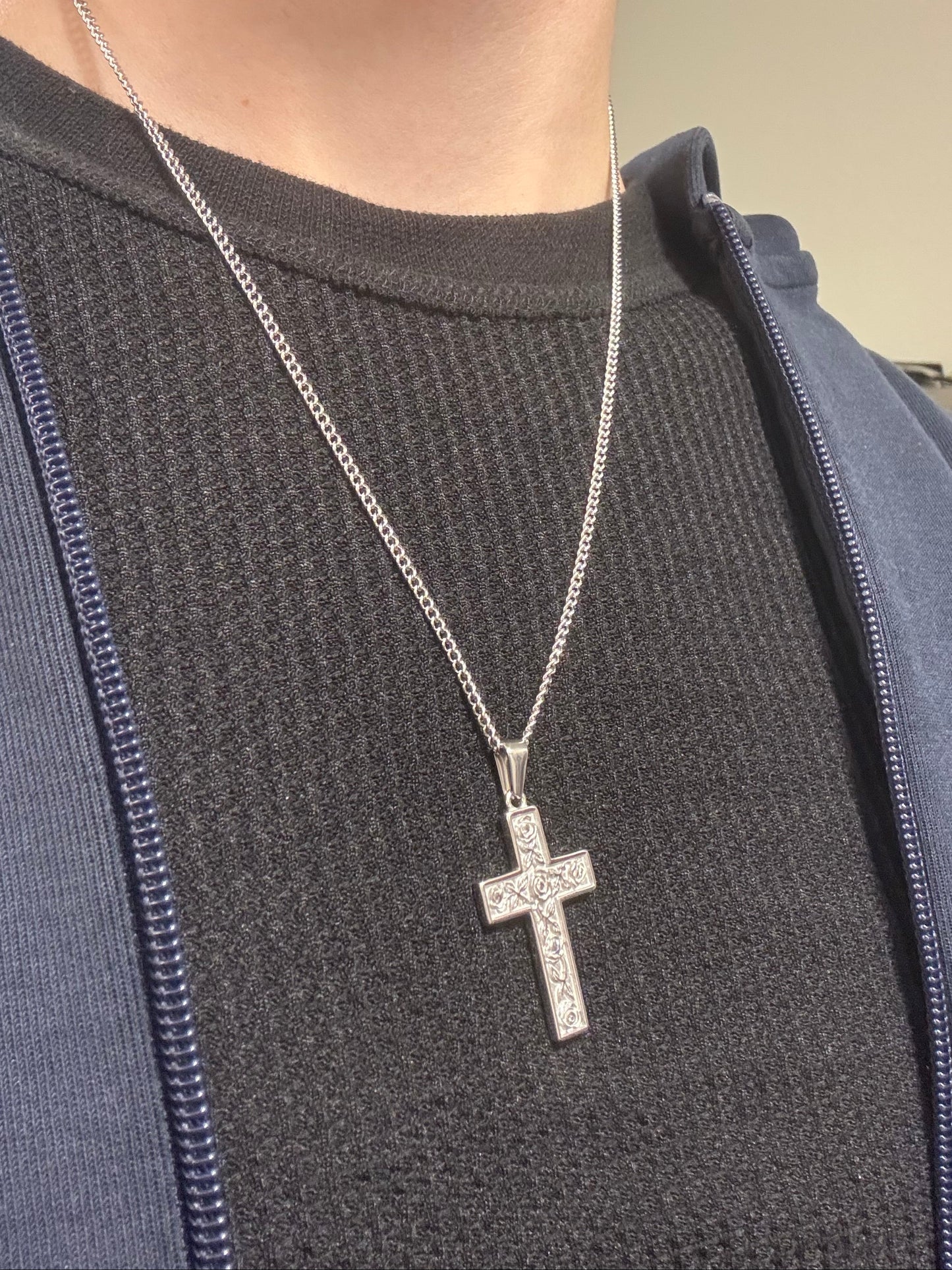 ROSE CARVED CROSS