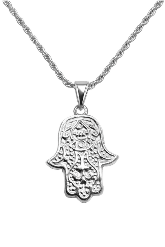 SILVER EYE OF HASMA NECKLACE