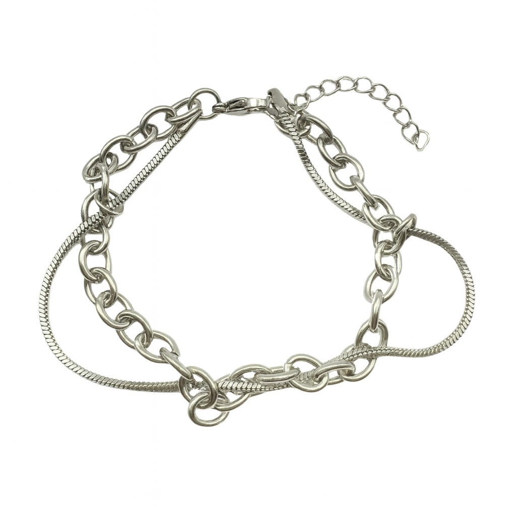 SILVER DOUBLE CHAIN BRACELET
